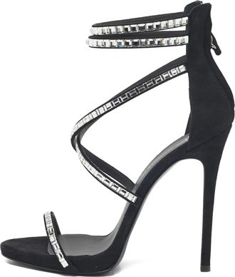 Giuseppe Zanotti Sandali con cinturino alla caviglia e cristalli - Nero