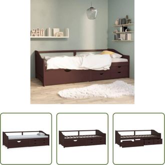 vidaXL Letto per ospiti - Divano Letto 3 Posti e Cassetti Marrone Scuro in Pino 90x200cm