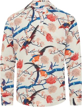 Orlebar Brown Mens Ridley Flight Of Fantasy Shirt In White Sand