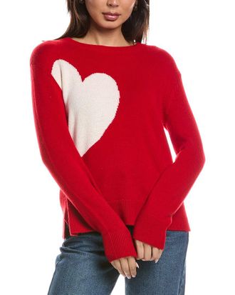 The Cashmere Project The Cashmere Project Heart Crewneck Cashmere Sweater