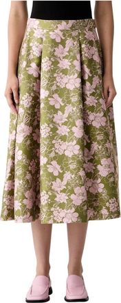 Joop Uitlopende Midi Rok - Dames - Midirokken - Groen - M - Polyester - Rokken