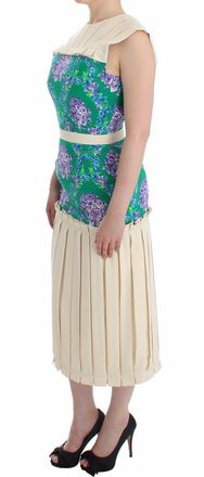 Caterina Gatta Womens Floral Silk Blend Dress Green