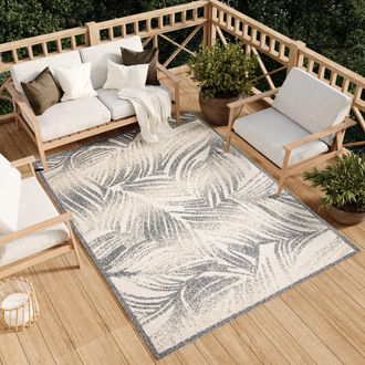 Tapiso Alfombra de exterior de polipropileno en gris y beige 80x150 cm