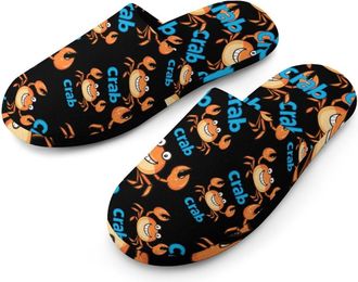Generic Crab Mens Flannel Slipper Soft Comfy House Shoes Non Slip Winter Warm Indoor Outdoor Slippers