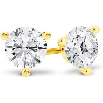Grown Brilliance 14K Yellow Gold IGI Certified 1.50 Carat Round Cut Lab Grown Diamond Stud Earrings, VS Clarity, E-F Color, Screw Back