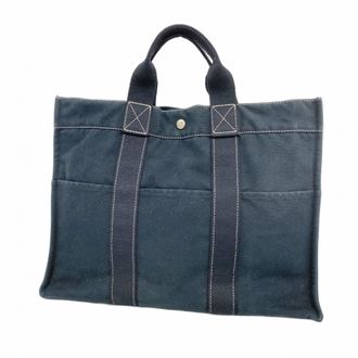 Herm&egrave;s Black Canvas Tote Bag (Pre-Owned)