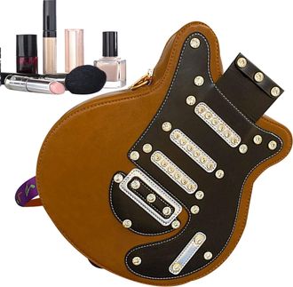 Generic Sling Bag - Guitar Shape Sling Backpack Shoulder Bag,Purse with Zipper Large Capacity Multi Purpose Tote for Women Day Pack for Phone Daily School Spo