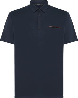 Roberto Ricci Design Polo Shirts, male, Blue, Size: M Pocket Polo Shirt in Oxford Style