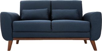 Miliboo Miliboo - Sof&aacute; Dise&ntilde;o 2 Plazas Tejido Azul Y Patas Nogal Ektor