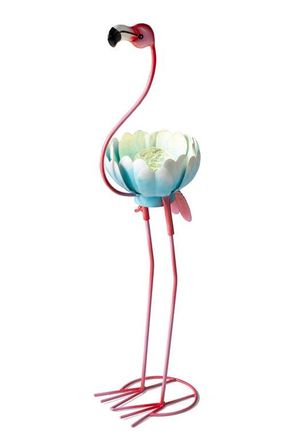 Glitzhome 26.25H Metal Solar Standing Flamingo Garden Statue in Pink at Nordstrom, Size Medium