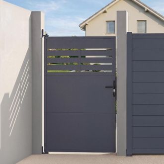 IDMarket Puerta De 100 X 160 Cm De Acero Calado De Color Gris Antracita