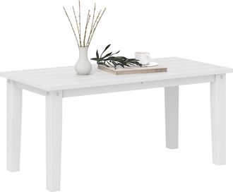 OUTSUNNY HDPE Rectangle Garden Coffee Table - Slatted Outdoor Table - White | TJ Hughes