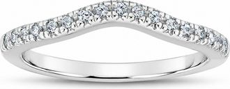 Pompeii3 1/8ct Curved Diamond Wedding Ring 14K White Gold Size Selectable