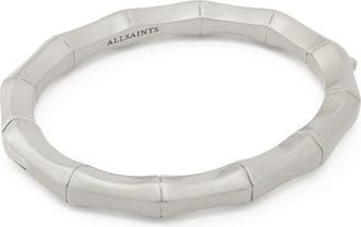 AllSaints Angular Hinged Bangle in Warm Silver at Nordstrom