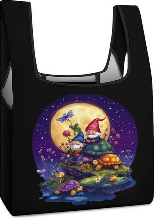 Generic Gnomes Moon Shopping Bag Reusable Grocery Tote Bag Foldable Handbag for Travel Picnic
