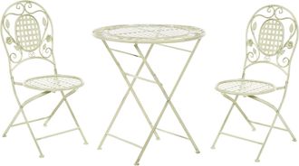 Beliani Conjunto De Balc&oacute;n Hierro Verde Claro Metal Envejecido Plegable Mesa De Centro De 2 Plazas Exterior Resistente Al &Oacute;xido Estilo Retro Franc&eacute;s Bivio