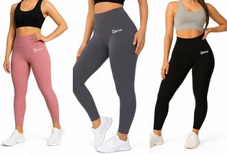 Generic Womens Full Length Yoga Tights, High Waisted Hip Lifting Yoga Leggings with Classic Grip Design,Many Sizes (UK, Alpha, M, Regular, Regular) Black