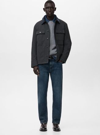 Mango Quilted jacket with corduroy collar grigio antracite - Uomo - XXL - MANGO MAN