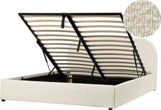 Beliani Cama Moderna Con Almacenaje De Boucl&eacute; Beige Claro 140 X 200 Cm Quillien