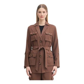 Gaud&igrave; Jassen, Dames, Bruin, XS, Polyester, Geknoopte Jas tot op de Knie