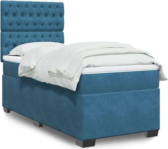 vidaXL Cama Box Spring Con Colch&oacute;n Terciopelo Azul 90x200 Cm Vidaxl