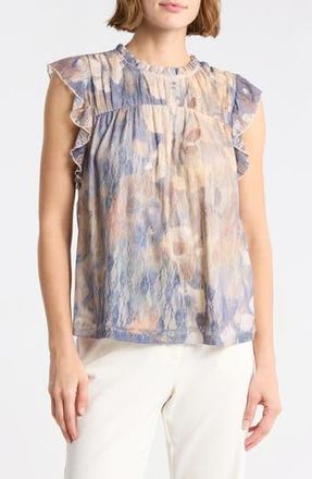 Daniel Rainn Flutter Sleeve Lace Top in Blue at Nordstrom Rack, Size X-Large