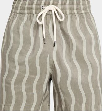 Frescobol Carioca Men & apos;s Rio Linen-Blend Wavy Stripe Swim Trunks