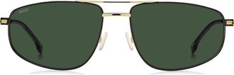 BOSS 60mm Navigator Sunglasses in Matte Black Gold/green at Nordstrom