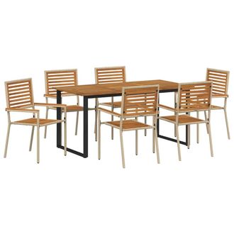 vidaXL Conjunto De Comedor De Jard&iacute;n 7 Pcs Beige Vidaxl