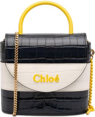 Chlo&eacute; Pre-owned Chloe Tricolor Croc Embossed Leather Aby Lock Satchel Ladies 4LZWKWPIAT9KHQ7Q
