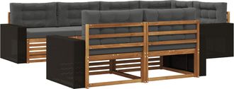vidaXL Set Di Divani Da Esterno 7 Pz Naturale E Antracite Vidaxl