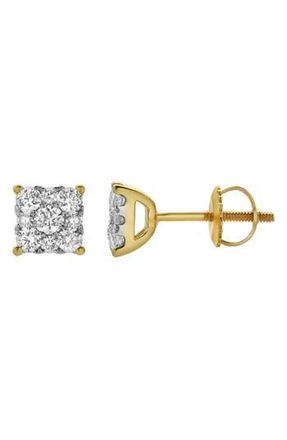 LuvMyJewelry Lab Grown Diamond Square Cluster Stud Earrings in 14K Yellow Gold at Nordstrom Rack