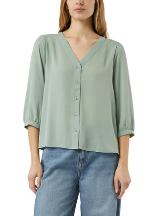Comma Shirtbluse COMMA, Damen, Gr. 42, light gr&uuml;n, Web, Obermaterial: 100% Polyester, unifarben, bequem h&uuml;ftbedeckend, V-Ausschnitt, 1-Knopf-Manschette, Blu