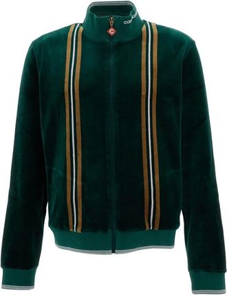 Casablanca Chaqueta de ch&aacute;ndal de terciopelo a rayas - Sweatshirts & Hoodies - Hombre - Verde - L