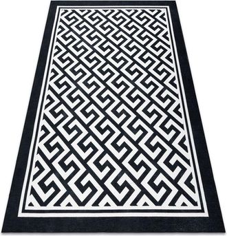 RugsX Rugsx - Antika Alfombra 122 Tek, Moderno, Griego Lavable - Marfil / Gris Black 120x170 Cm