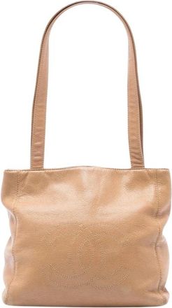 Chanel Pre-owned Leren Tote Bag - Dames - Vintage Shopper - Beige - ONE Size - Leer - Vintage