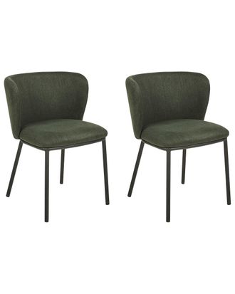 Beliani Conjunto de 2 sillas de comedor tela verde oscuro