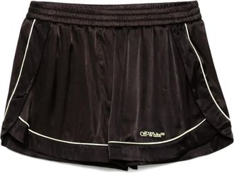 Off-white Shorts con logo ricamato - Marrone