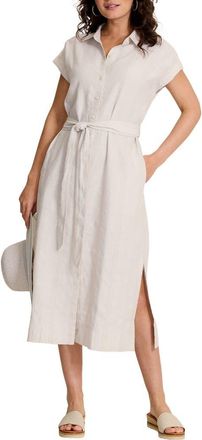 Tommy Bahama Summer Isle Linen & Cotton Midi Shirtdress in Khaki Sand at Nordstrom, Size X-Small