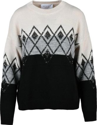 Kaos Maglione Girocollo - Dames - Ronde hals truien - Veelkleurig - L - Wol - Truien & Vesten