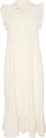 Part Two Vrouwelijke Jurk met Ruchedetails - Dames - Casual kleedjes - Beige - L - Kleedjes
