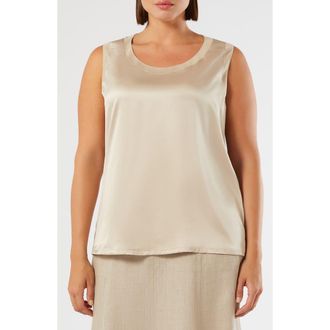 Marina Rinaldi Sdonnola Satin & Jersey Shell in Sand at Nordstrom, Size Xx-Large