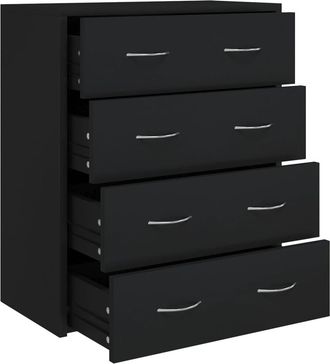 vidaXL Aparador Con 4 Cajones Negro 60x30,5x71 Cm Vidaxl