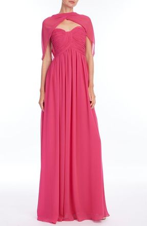 Badgley Mischka Strapless Cap Detail Gown in Magenta at Nordstrom, Size 10