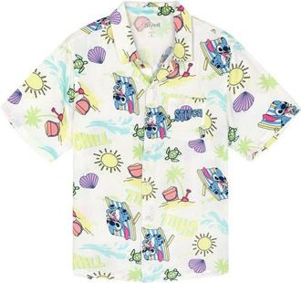 Disney Lilo & Stitch Hawaiian Button-Down Shirt in White Beach Stitch at Nordstrom, Size Xx-Large