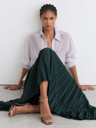 Reiss Neutral Leather Link Strap Stiletto Sandals, 437