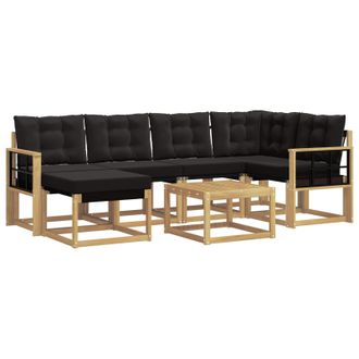 vidaXL Conjunto De Sof&aacute;s De Exterior Con Coj&iacute;n 7 Pcs Blanco Y Negro Vidaxl