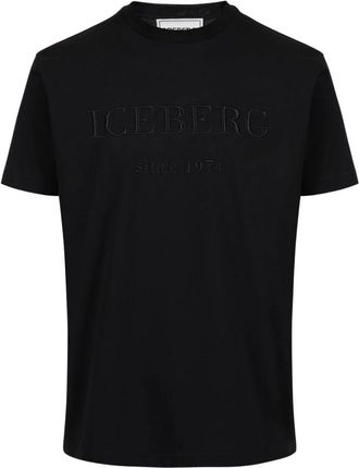 Iceberg Zwarte carry-over katoenen T-shirt met institutioneel logoborduursel - Heren - T-shirts - Zwart - S - Katoen - Tops