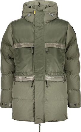 Parajumpers Olijfgroene gewatteerde jas met capuchon - Heren - Winterjassen - Groen - S - Polyester - Jassen