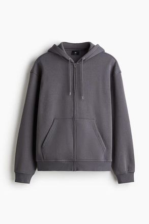 H&M Loose Fit Zip-through Hoodie in Dark Gray at Nordstrom, Size Xx-Large